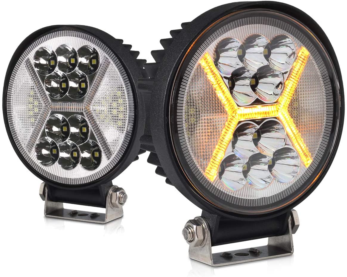 Firebug 2PCS Round LED Pods Driving Lights Bar with Amber DRL