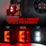 Firebug LED Tail Lights w/Turn Signal & Reverse Light Clear Lens Taillights Assembly for 2007-2018 Wrangler JK JKU - Linear Series