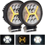 Firebug 2PCS Round LED Pods Driving Lights Bar with Amber DRL Light - 117W 12000LM Flood Spot Combo Beam Working Light Pod Off Road for Trucks,SUV,Hunters,,Boat etc.