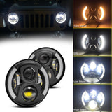 Firebug 7 Inch Round Headlight Pair with Side Halo Angel Eye for  07-16   Wrangler, CJ, TJ