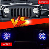 Firebug 7 Inch LED Headlights with Halos & Blue Demon Eye for Wrangler, 2 Pcs