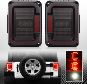 Firebug Smoke Lens LED Tail Lights with 20W Reverse Lights for 2007-2017 Wrangler JK&JKU Brake Reverse Light Rear Back Up Lights Daytime Running Lamps,EMC