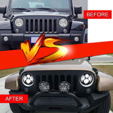 Firebug 7 Inch Round Headlight Pair with Side Halo Angel Eye for  07-16   Wrangler, CJ, TJ