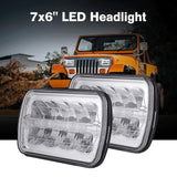 Firebug 2pcs 7X6 Inch LED Square Headlight Projector with DRL High Low Beam for jk Cherokee YJ Truck