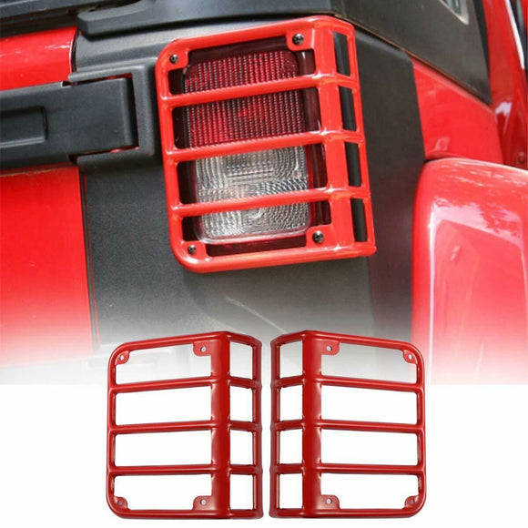 Pair Rear Tail Lights Covers set For 2007-2017  Wrangler JK Light Guard Red