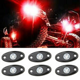 LED Rock Light Kits with 6 pods Lights Lamp for Off Road Truck Car ATV SUV Red