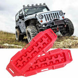 2pcs Recovery Traction Mats for Off-Road Mud, Sand, Snow Vehicle Extraction Red sand track