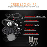 4LED Rock Lights Kit Waterproof Underglow Neon Trail Rig Light For JK ATVWhite