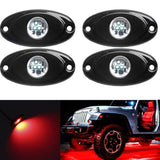 LED Rock Light Kits with 4 pods Lights For Off Road Truck Car ATV SUV Red